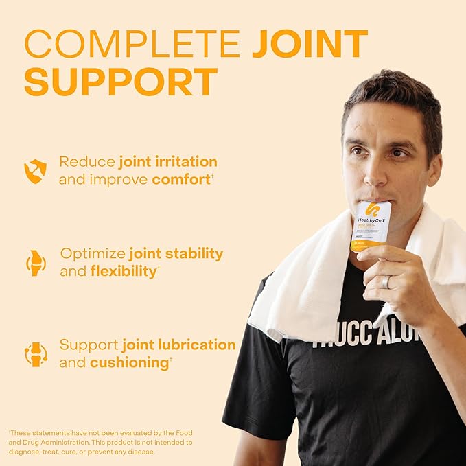 Healthycell Joint Health &amp Mobility Daily Liquid Supplement - Joint Support Supplement Inflammation Response Cartilage &amp Flexibility with Curcumin Glucosamine &amp Chondroitin - 14 Gel Pac
