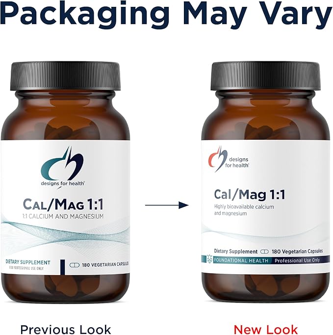 Designs for Health Cal/Mag 1:1-200mg Chelated Magnesium Malate + 200mg Calcium Malate Supplement - Non-GMO Highly Absorbable Bone Support Nutrients (180 Capsules)