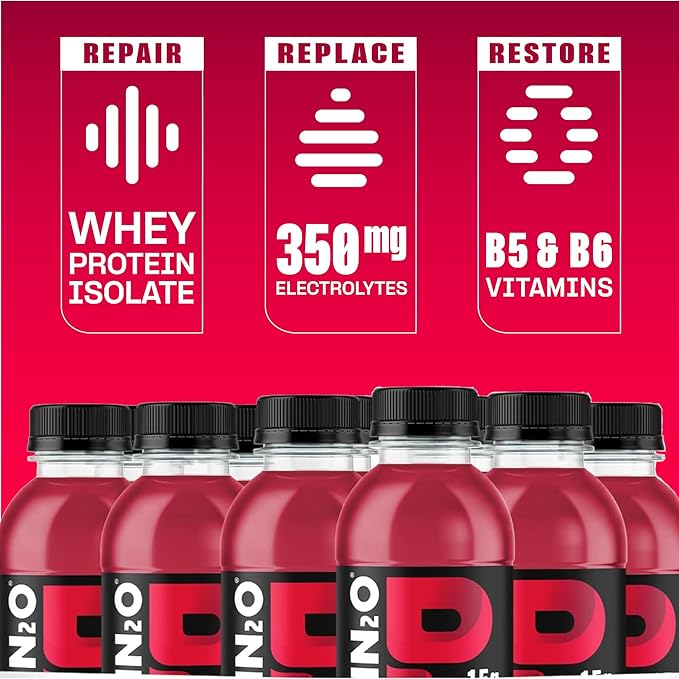 Protein2o Hydration Drink - 2-in-1 Liquid Clear Whey Protein Isolate and Electrolyte Drink - 15g ProteinVitamins B5B6 - Post-Workout Recovery - 16.9 Fl Oz - Wild Cherry(Pack of 24)