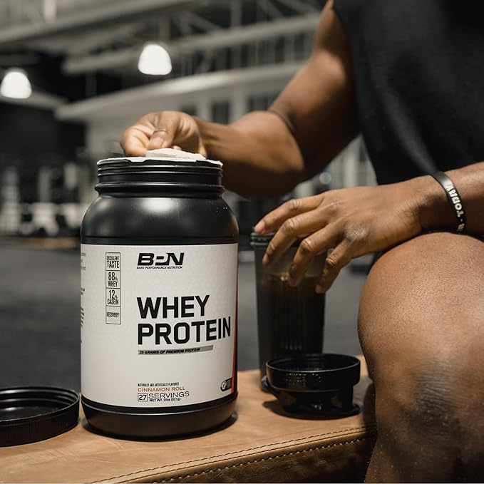 BARE PERFORMANCE NUTRITION BPN Whey Protein + Casein Protein Powder Blend Cinnamon Roll 25g Protein per Serving Supports Lean Muscle Recovery 27 Servings Third Party Tested