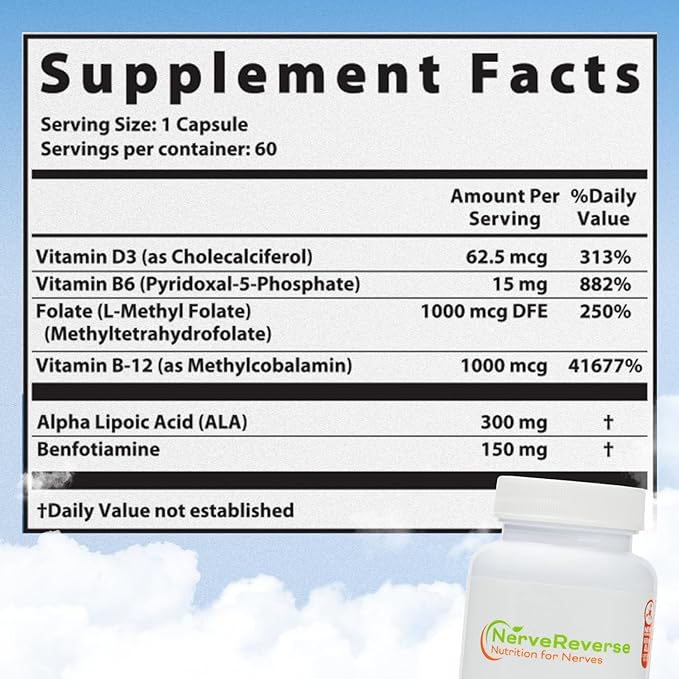 NerveReverse Neuropathy Support Formula Capsules - 3 Pack (3 Bottles) - 90 Day Supply