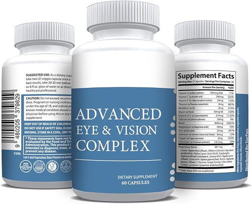 #1 Complete Research Vision Formula Advanced Eye Health Vitamin &amp Mineral Supplement Support w/Bilberry Lutein Zeaxanthin Lycopene Resveratrol | Eye Strain Dry Eyes 180 caps (3 Pack)
