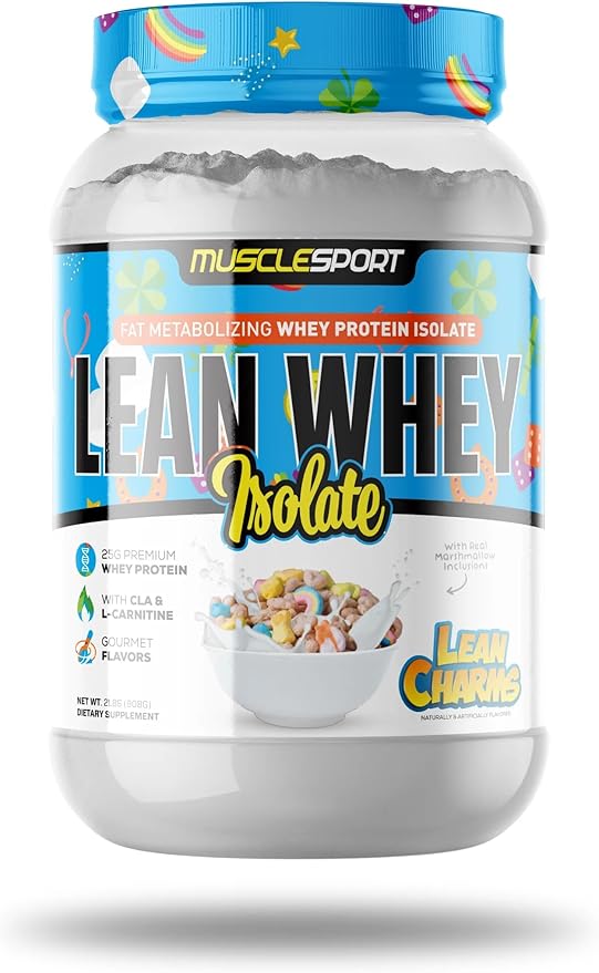MuscleSport Lean Whey Revolution™ Protein Powder - Whey Protein Isolate - Low Calorie Low Carb Low Fat Incredible Flavors - 25g protein per scoop (2lb Lean Charms)