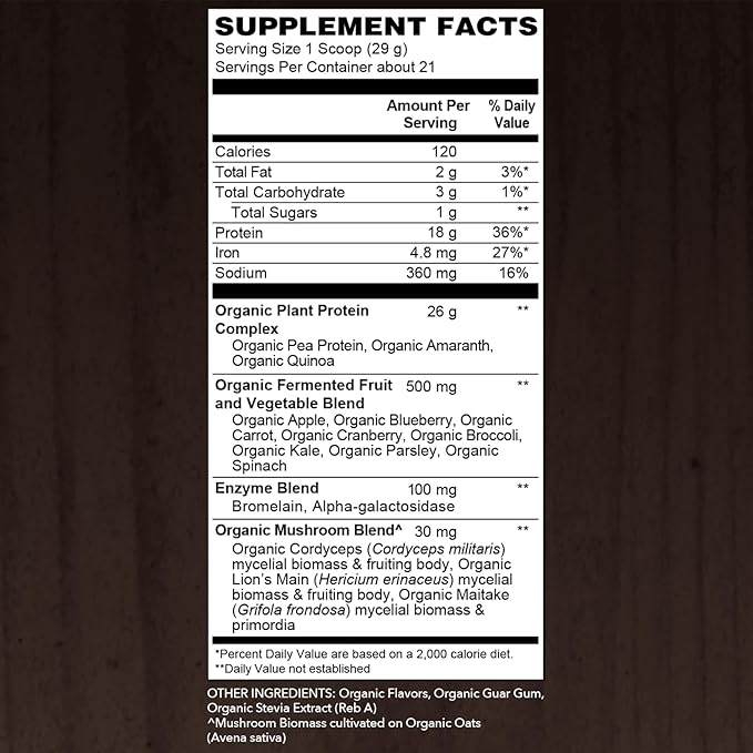SOTRU Organic Vegan Protein Powder - Whole Food Plant Based Protein Powder with Green Superfoods Enzymes &amp Probiotics - USDA Certified Organic Non-GMO Gluten-Free - Vanilla 18.5 oz 21 Serving