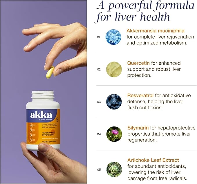 AKKA 4 Pack Premium Liver Cleanse Detox &amp Repair Superbiotic - Supports Liver Health &amp Function Boosts Energy Digestion &amp Metabolism with Bioavailable Pasteurized Akkermansia Non-GMO G