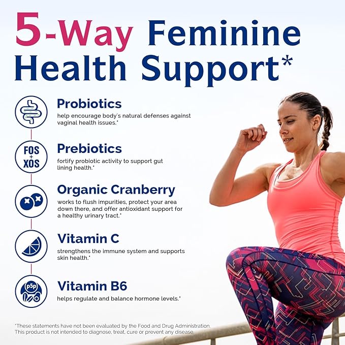 Innate Vitality Probiotics for Women 100 Billion CFUs 18 Strains Prebiotics and Probiotics with Cranberry Vitamin C &amp B6 P5P Vaginal &amp Digestive Health Non refrigerated 60 Caps