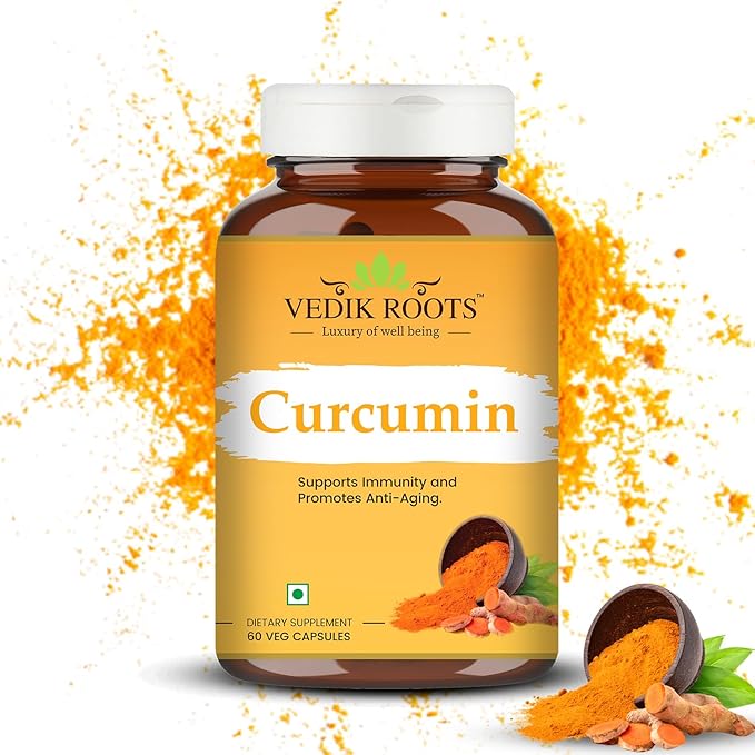 Curcumin Capsules - Antioxidant Properties | for Joint Comfort &amp Anti-Aging| Inflammation Relief | 60 Veg Capsules (60)