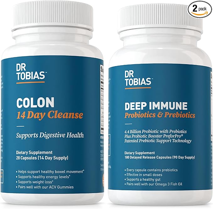 Dr. Tobias Colon 14 Day Cleanse and Deep Immune Probiotics and Prebiotics - Supports Temporary Detox and Ongoing Gut Health Non-GMO