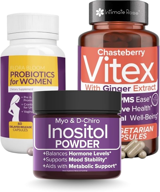 Save 10% on Ultimate Women’s Health Bundle – Probiotics Vitex Chasteberry &amp Inositol Powder for Hormonal Balance Reproductive Health and Digestive Support