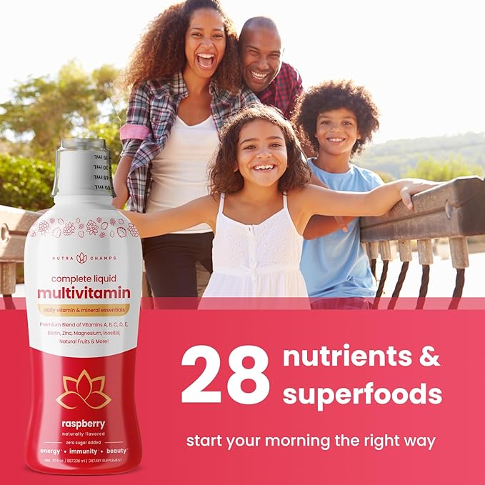 NutraChamps Biotin Gummies (2 Pack) and Liquid Multivitamins 3 Pack Bundle