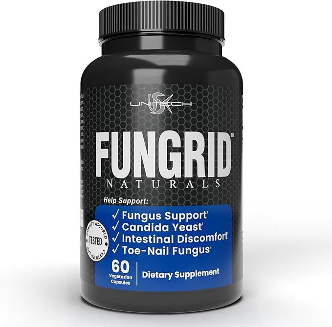 USK Unitech Fungrid Naturals | Fungus Support Supplement | Candida Supports Intestinal Health &amp Toe Nails Health | Herbal Blend with Walnut Oregano Leaf &amp Wormwood | 60 Vegetarian Capsules