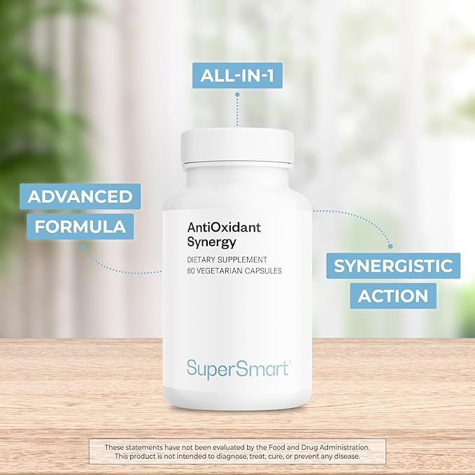 SuperSmart AntiOxidant Synergy (Advanced Formula) - All-in-1 Supplement - with EGCg Berries Polyphenols Resveratrol Alpha Lipoic Acid | Non-GMO &amp Gluten Free - 60 Vegetarian Capsules
