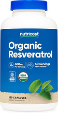 Nutricost Organic Resveratrol (600mg) 120 Capsules - USDA Organic CCOF Certified Vegan GMO-Free Gluten-Free 60 Servings
