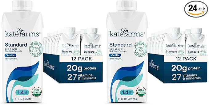 KATE FARMS Organic 1.4 High Calorie Nutrition ShakeVanilla20g Protein27 Vitamins and MineralsMeal ReplacementProtein Shake11 oz(Pack of 24)