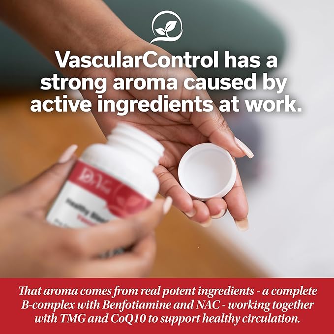 Vascular Control – NAC CoQ10 Benfotiamine Betaine (3 Month Supply) Circulation Heart Health Energy &amp Endurance Support – Antioxidant B Vitamins Supplement