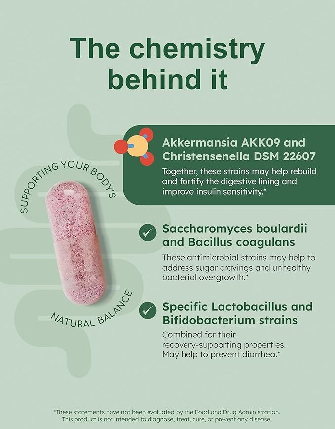 Balance Probiotics for Women &amp Men Akkermansia Probiotic &amp Christensenella GLP-1 Alternative for Gut Health + Mealtime Digestive Enzymes Lactase Lipase &amp Bromelain for Carb Fat &amp P
