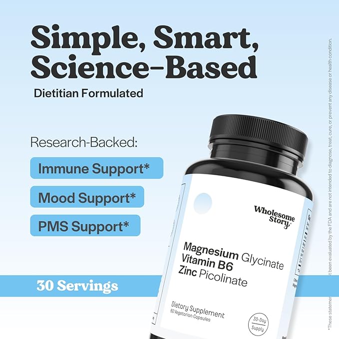 Zinc Picolinate Magnesium Glycinate Supplements with P5P Vitamin B6 | Magnesium and Zinc Vitamin | Reproductive &amp Fertility Health Hormone Balance Immune System Support | 30 Day Supply (Pack of