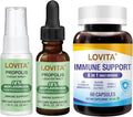LOVITA Complete Immune Bundle - 1 Propolis Drops 1 Throat Spray &amp 1 Immune 8-in-1 Capsules Zinc Elderberry &amp Bee Propolis System (3 Pc Set)