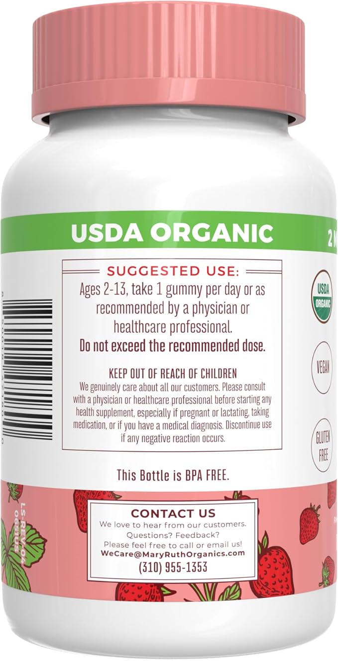 MaryRuth Organics Gummies for Kids–Multivitamin (Mixed Berry &amp Cherry) &amp Probiotic (Strawberry) | USDA Organic No Gelatin! | Vitamins for Immunity Gut Health &amp Overall Wellness | Vegan