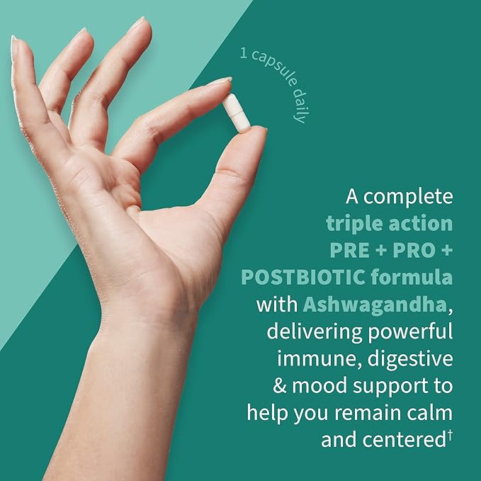 Garden of Life Dr. Formulated PrePost &amp Probiotics Calm 50 Billion CFU Daily 3-in-1 Complete Supplement with Ashwagandha – Mood SupportDigestive &amp Immune Support30 Vegetarian Capsules(Pack