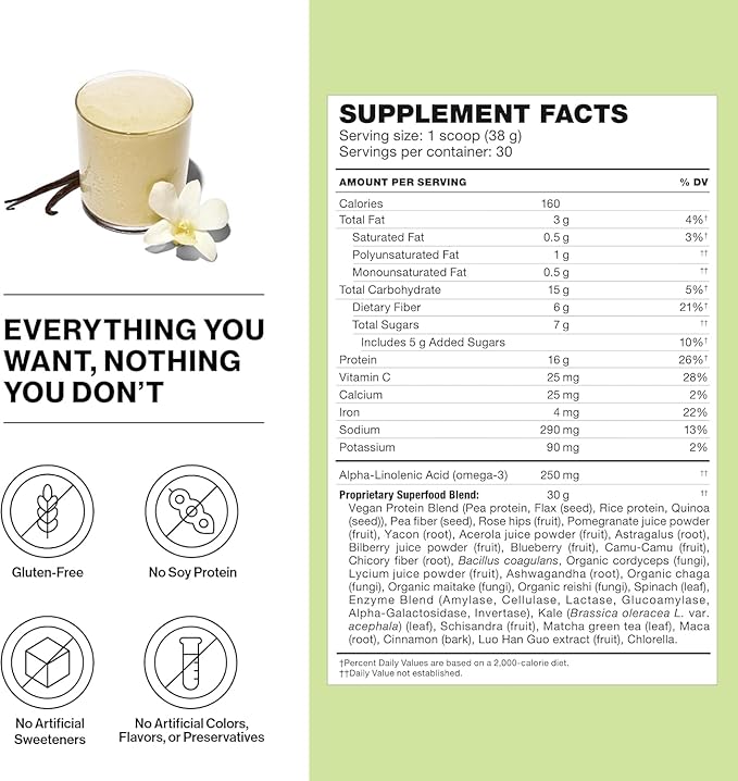 Shakeology Plant Based Protein Powder Blend – Gluten-Free Shake with Vitamins and Minerals – Helps Support Weight Loss Lean Muscle Gut Health – Vanilla 30 Servings