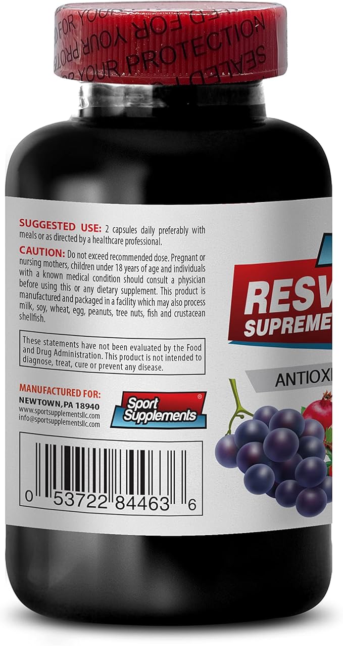 Resveratrol Supreme 1200mg Maximum Strength Plus 1200 Red Wine Supplements resveratrol Supplement red Wine resveratrol antioxidant red Wine Extract with resveratrol red Wine Grape Seed 2 Bottles