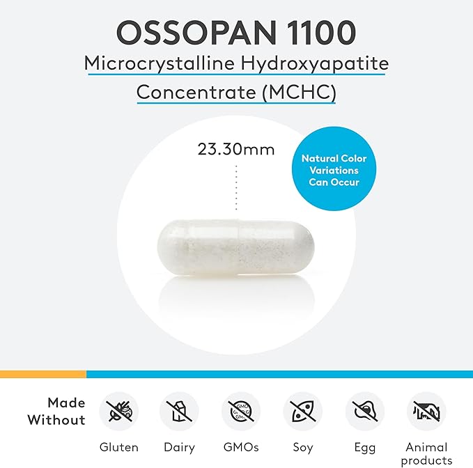 XYMOGEN Ossopan 1100 - Supports Bone Strength + Bone Health - Calcium Supplement with Microcrystalline Hydroxyapatite Phosphorus - Calcium for Women and Men (120 Capsules)