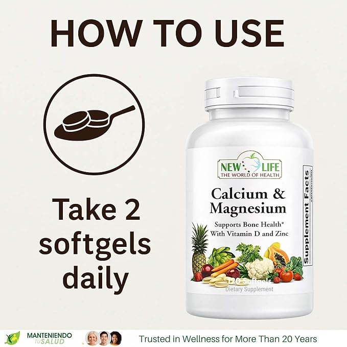 New Life Calcium Magnesium D3 &amp Zinc Bone Support 120 Softgels