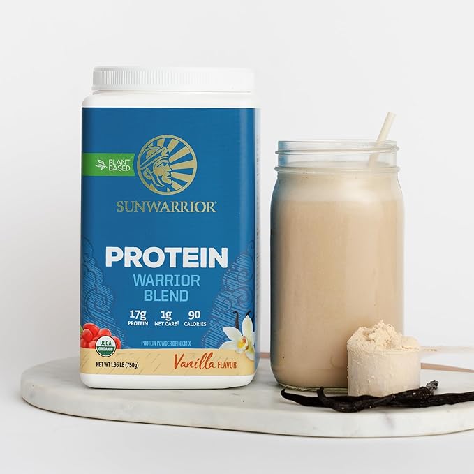 Sunwarrior Chocolate &amp Vanilla Organic Plant Based Protein Powder Set | Bundle &amp Save | Vegan Organic Protein Powder | Non-GMO Soy Dairy Filler &amp Gluten Free (30 Servings Each)
