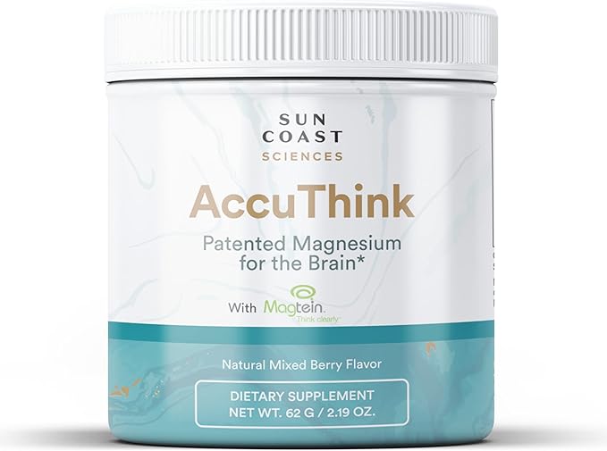 Sun Coast Science Sun Coast Sciences AccuThink - Patented Magnesium Brain - 2.64oz Memory Supplement Brain Health Sleep Mood Boost - Cognitive Support Supplement Magnesium Threonate Vitamin C