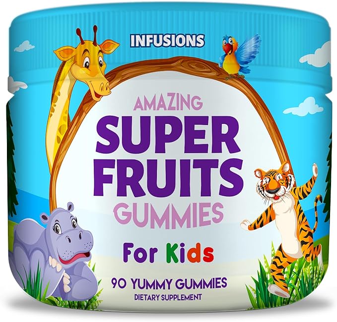 Infusions Super Fruit Gummies 180 Count w/Vitamin ACE + Zinc – Organic Silica Antioxidant Blend – Vegan Friendly - Gluten Free - Non-GMO - 2 Pack