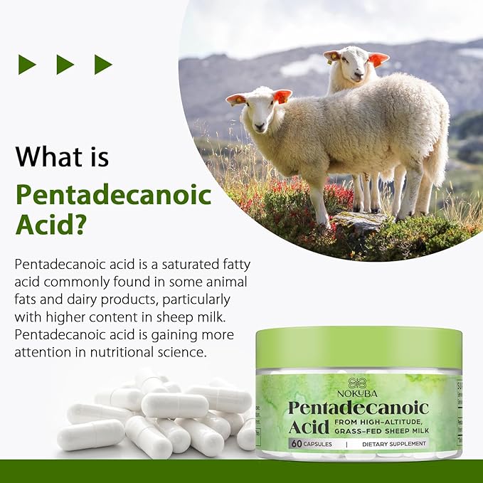 Pentadecanoic Acid C15:0 Supplements 300mg High-Altitude Sheep Milk Sourced | 60 Capsules