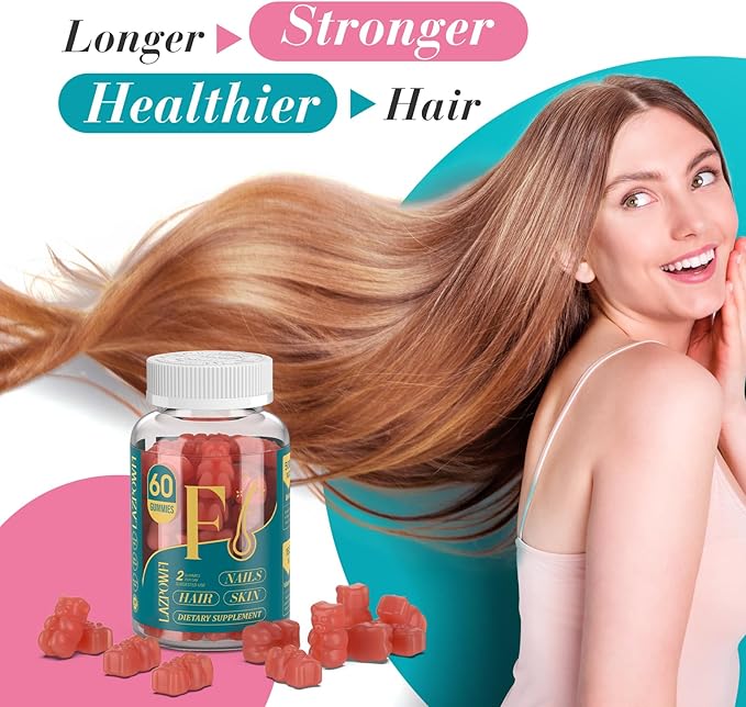 Biotin Gummies -Hair Skin and Nails Vitamins Vegan Vitamin B7 Supports Hair Growth and Stronger Nails for Men &amp Women 90 Day Supply-Strawberry