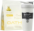 OATH NUTRITION Clear Whey Protein Powder and Insulated Shaker Bottle Frosty Lemonade 20g Complete Protein per Serving Insulated Stainless Steel Water Bottle with Wire Whisk 24-Ounce White