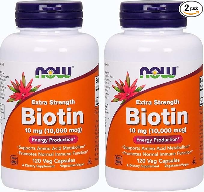 Now Foods Biotin 10 mg Extra Strength 120 Vcaps Pack of 2