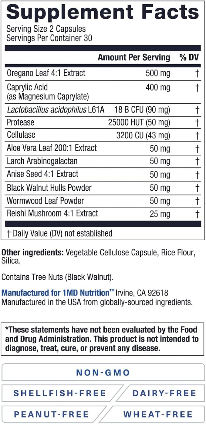 1MD Nutrition BalanceMD Vaginal Probiotics | Oregano &amp Caprylic Acid with Lactobacillus &amp Digestive Enzymes | Promotes Intestinal Flora Balance | 60 Capsules