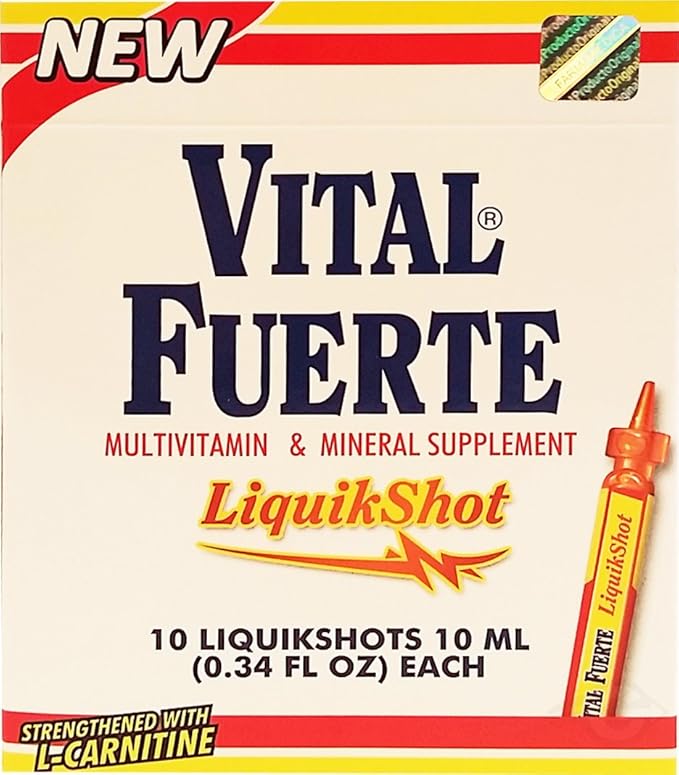 Vital Fuerte Liquid Shot Multivitamin &amp Mineral Supplement 10 Units of 15 ml. - Suplemento Multivita (Pack of 1)