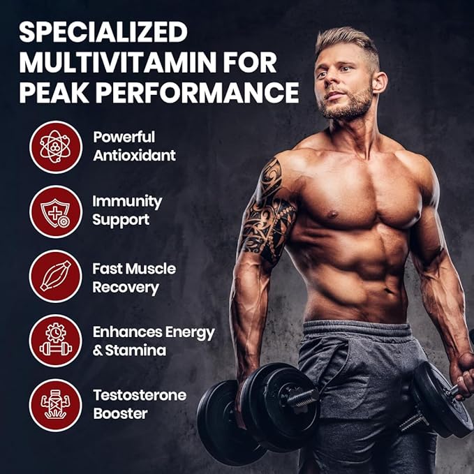 Himalayan Organics Organics Multivitamin Sports with 60+ Nutrients | Vitamin B1B2B3B5B6B12AECDKBiotinCalciumZinc | Good for Brain Eye Muscle &amp Joint Care - 60 Veg Tablets