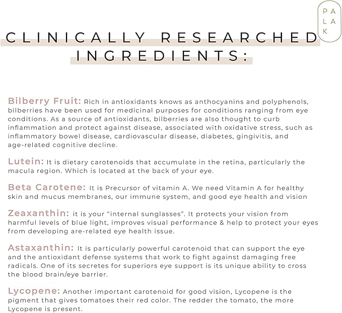 Astha Palak Notes: Eye Vision Shield for Better Eyesight | Bilberry Fruit Extracts | Lutein | Beta Carotene | Zeaxanthin | Astaxanthin | Lycopene | No Preservatives | No Fillers : 30 Caps
