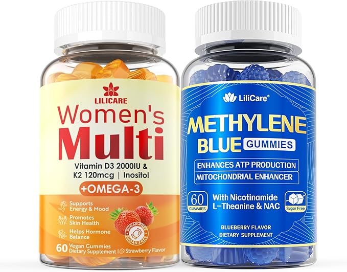 Womens Multivitamin Gummy with Omega 3（DHA/EPA + Methylene Blue Gummies for Human
