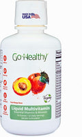Go Healthy Liquid Vitamins for Women Men Teens | Vegan Vitamin &amp Mineral | High Absorption | Premium Liquid Multivitamin | Immune Support | Peach Mango - 32 Servings