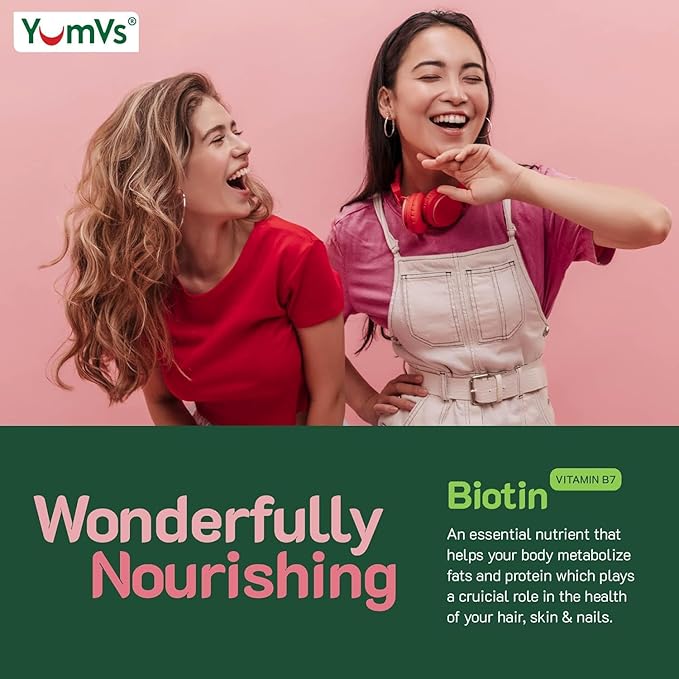 YUM-V'S Biotin Gummies 10000mcg – Biotin for Hair Growth Women – Great-Tasting Gummies – Hair Skin &amp Nails Vitamins – Non-GMO Vegan Biotina Supplement for Women – 70 Count (Pack of 2)