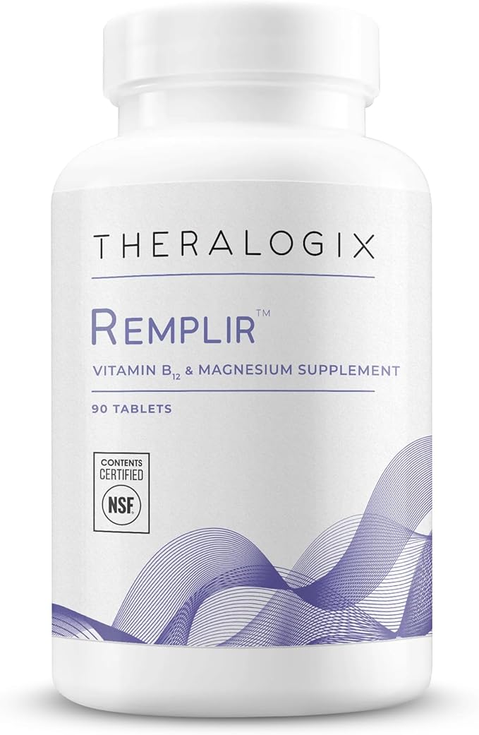 Theralogix Remplir Nutritional Supplement - 90-Day Supply - B12 Vitamin &amp Chelated Magnesium Supplement - Supports Heart Health Bone Health &amp More - NSF Certified - 90 Tablets