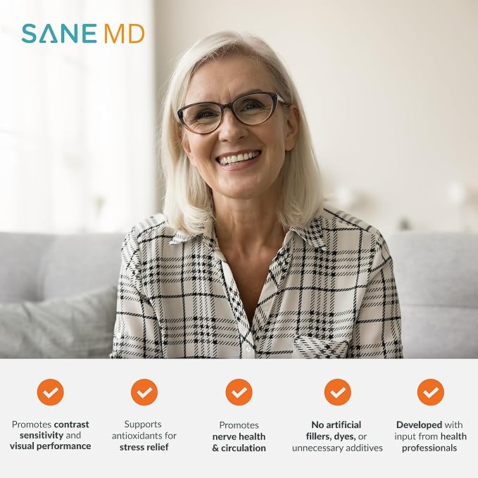 SANE MD PRO60+ Vision Reviver™ – Eye Supplement for Adults 60+ with Lutein Zeaxanthin &amp Astaxanthin – 30 Capsules