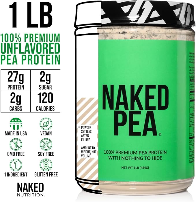 NAKED Pea Protein Isolate (15 Servings) Pure Micronized Creatine Monohydrate 500g (100 Servings) – Plant-Based Vegan Bulk Non-GMO Gluten Free Soy Free Unflavored