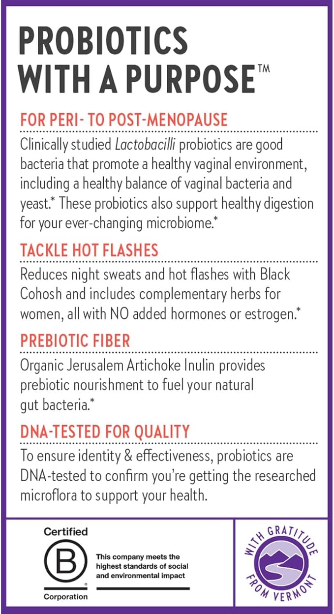 New Chapter All-Flora Probiotic Menopause Balance Ultra-Concentrated Probiotics for Women with Black Cohosh for Menopause Hot Flashes 100% Vegan 30 Vegan Capsules