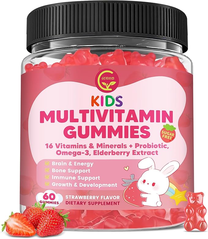 Kids Methylated Multivitamin Gummies with Omega 3 Multivitamin for Kids &amp Teens 4+ w/L Methylfolate &amp B12 Calcium Probiotics Elderberry 16 Vitamins for Healthy Growth Immune Support Sug