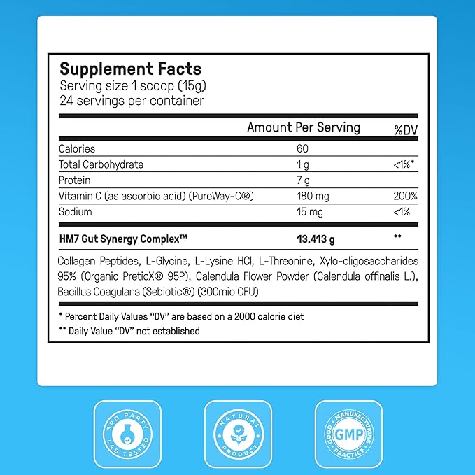 Happy Mammoth Complete Gut Repair Probiotic Prebiotic Fiber &amp Collagen Supplement for Gut Health Digestion Healthy Gut Microbiome Reduces Constipation &amp Bloating 24 Servings Vanilla Flav