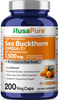 NusaPure Sea Buckthorn Omega-7 30:1 Extract 250 mg Equivalent to 7500mg per Veggie Caps - 200 Capsules - Non-GMO &amp Vegan