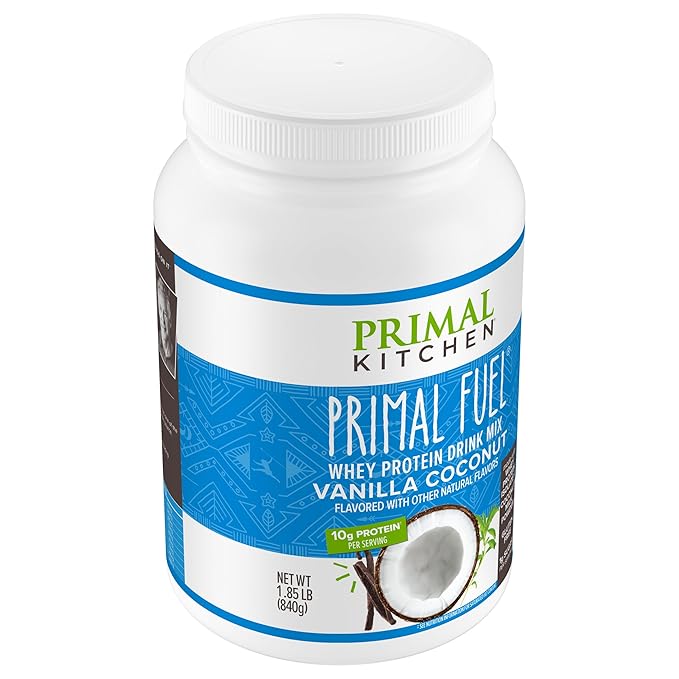 Primal Kitchen Primal Fuel Vanilla Coconut Whey Protein Drink Mix Gluten and Soy Free 1.85 Pounds